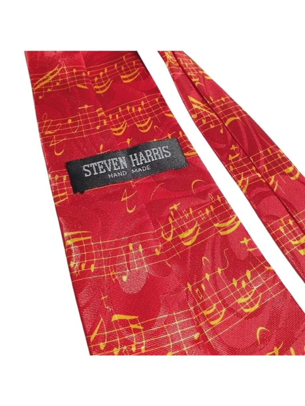 Steven Harris Red Yellow Music Note Silk Tie Teacher Orchestra Choir Gift